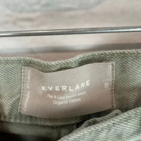 Everlane Women's A-Line Denim Shorts Green Size30 Cut-Off Style - Picture 4 of 6